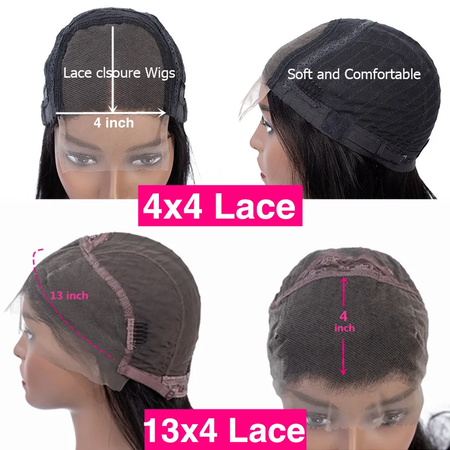 bling hair Short Bob 13x4 Lace Frontal Human Hair Wigs for Women Remy Brazilian Bone Straight 4x4 Lace Closure Wig 150% Density