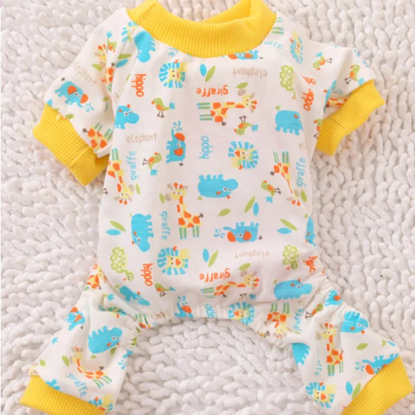 Yellow S Хлопковые пижамы с рисунком для домашних животных; комбинезон для маленьких собак и кошек; пальто; рубашка; одежда - Цвет: Yellow S