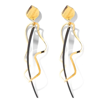 

WYBU Fashion Golden Peach Ear Stud Long Line Drop Earring Metal Irregular Hollow Out Pendant Earing For Women Gift