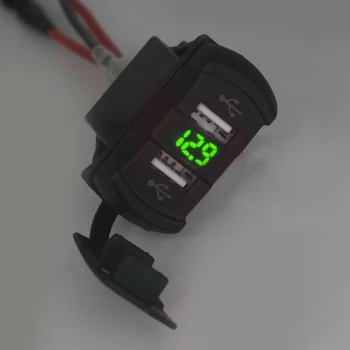 

Car Truck Boat UTV Green LED Display Dual USB Charger Digital Voltmeter Rocker Switch Fast Charging Car Accessories