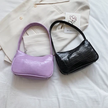 

2020Retro Mini Stone Pattern Totes Bag For Women Lady Shoulder Handbags Soft PU Leather Small Purses Casual Female Axillary Bags
