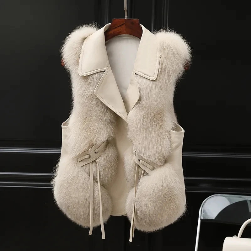 High Quality Imitation Fox Fur Vest Jacket Women Fur Vest Jacket 2024 Winter Waistcoat Short Fur Vest Female Vestcoat Sleeveless 6