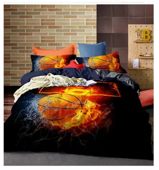 

3D Printing 2/3Pcs Sport Series Soft Duvet Pillow Cover Textile Bedclothes Rugby Basketball Sets Bedding Football Boy Gift