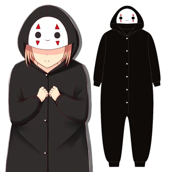 

Anime Spirited Away Jumpsuit Cosplay No Face Man Faceless Fleece Onesies Costume Pyjamas Sleepwear Bathrobe Nightwear
