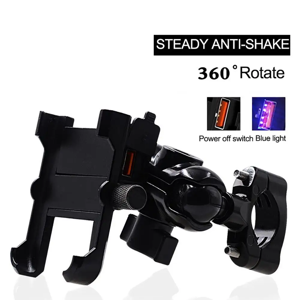 

Motorcycle Phone Mount With Charger 5V 2.4A USB Port Install On Handlebar Mirror Bar. Cell Phone Holder