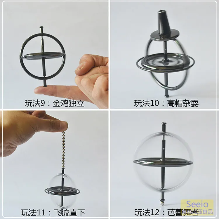 Ys Metal Gyroscope Anti-Gravity Useful Product Rotating Adult Scientific And Educational Toy Relaxation ≥ 14 Years Old Black Hav