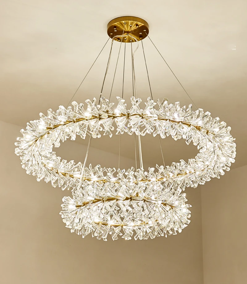 D100cm and D60cm Flower Crystal Chandelier for Home Decoration G4 220V/110V Winfordo - Цвет абажура: D100cm and D60cm