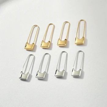 

Copper plating 18 k True gold European and American personality simple lock pin earrings earrings diy handmade earrings 2pcs