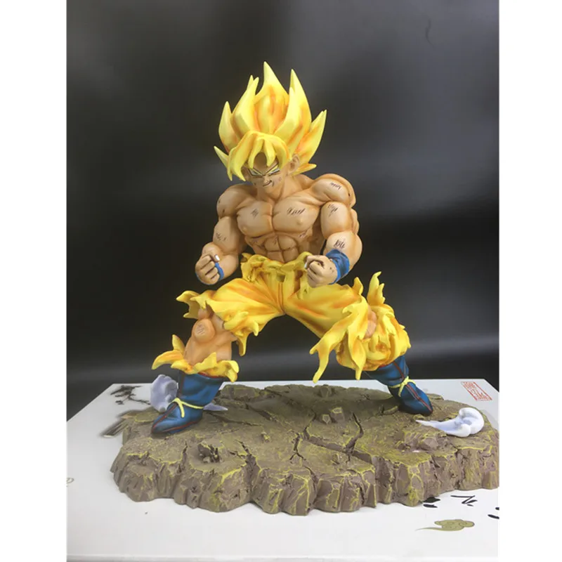 Anime Dragon Ball Super Saiyan Son Goku GK Statue PVC Action Figure Collection Model Toy M2662 - Цвет: Светло-желтый