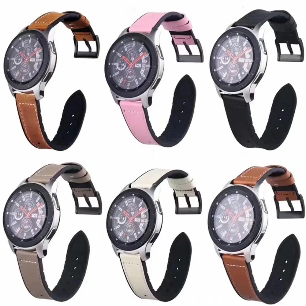 

Fashion Luxury Leather Silicone Strap for Samsung 20mm 22 mm Watchbands Huawei xiaomi Buckle Bands Accessories