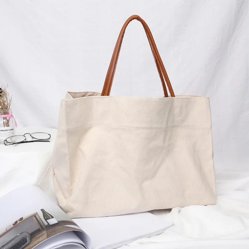 

South Korea Dongdaemun Celebrity Style INS Hot Selling Minimalist Large Capacity Hand Shoulder Canvas WOMEN'S Bag