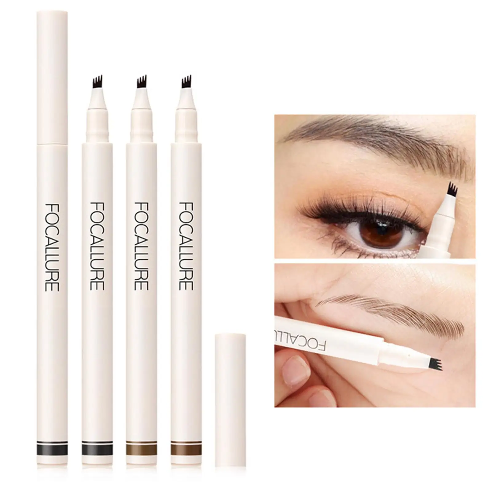 

FOCALLURE 4 Fork Liquid Eyebrow Pencil Waterproof Natural Eyebrow Eye Brow Tint Fork Tip Long Lasting Professional Makeup