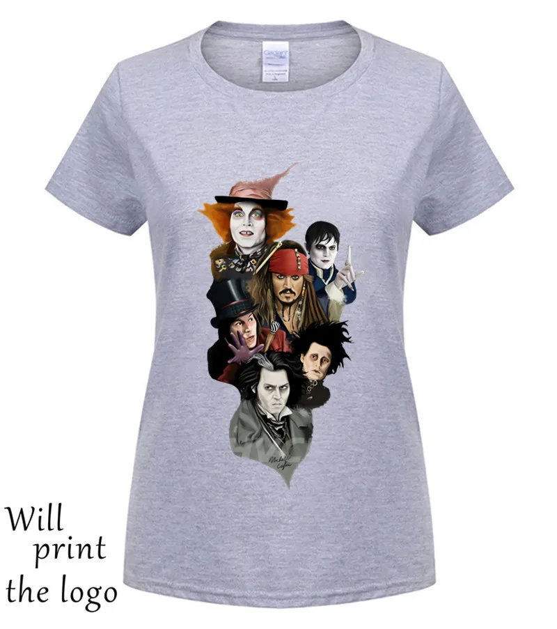 Суини Тодд, Эдвард сissorhands, Вилли Вонка, Джек Воробей, Барнабас Коллинз, Madhatter. Рубашки для мальчиков - Цвет: women Light grey