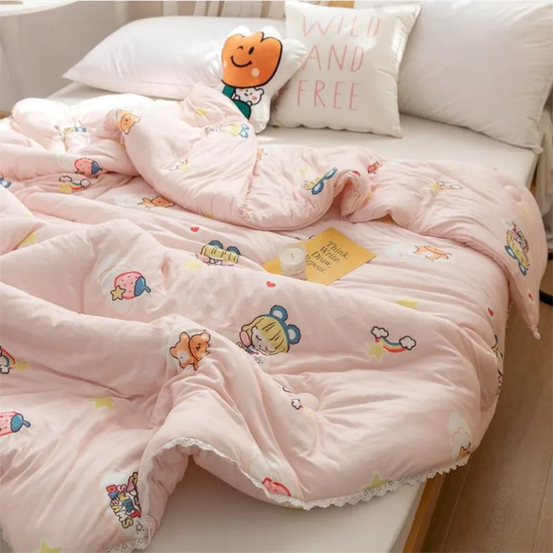 Spring Autumn Winter Baby Kids Quilt For Bed Cotton Soybean Fiber Children Student Sleeping Quilt Blanket 120x150cm 150x200cm