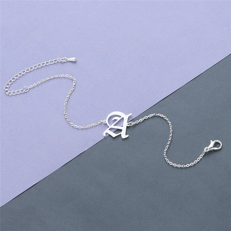 Старый Английский Начальная буква а браслет из нержавеющей стали пользовательское имя кулон браслеты для женщин Персонализированные ювелирные изделия подружки невесты подарок
