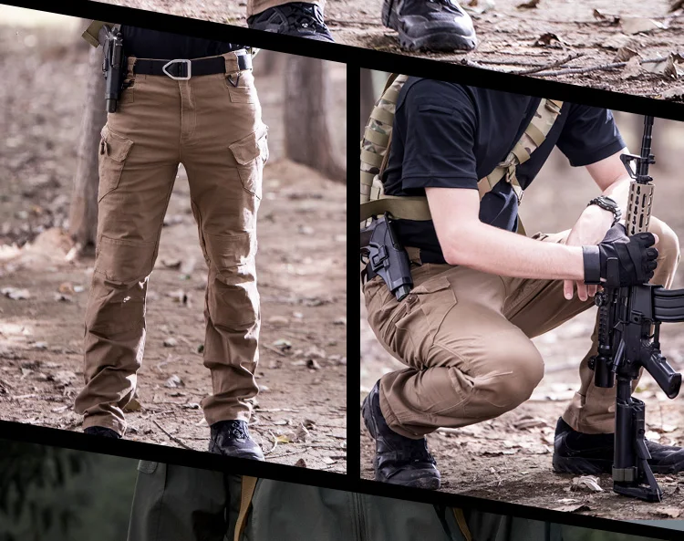 Эластичная хлопковая ткань IX9 город армейские тактические брюки-карго свободного кроя, Для мужчин SWAT армейские сапоги для женщин; брюки Мужской Повседневное много карманов Брюки