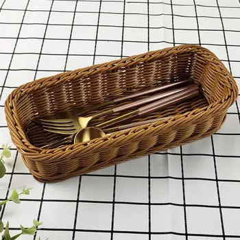 

1Pc Plastic Rattan Woven Japanese Style Chopsticks Fork Storage Basket