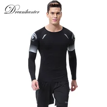 Мужские футболки с длинным рукавом, быстросохнущая компрессионная облегающая футболка для фитнеса, спортзала, бега, футболка, бодибилдинг, тренинг, топы