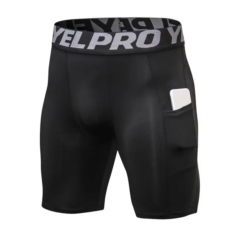 

Men's professional gym fitness shorts with pockets sports running training wicking quick-drying elastic tight shorts