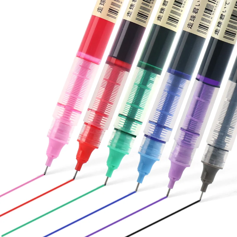

6Pcs/12Pcs Direct Liquid Gel Ink Rollerball Pen Quick Dry Needle Tip 0.5mm Colored gel Pens for Doodling