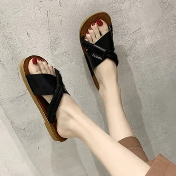 

Summer Woman Slippers Women Open Toe Solid Flats Women's Casual Beach Shoes Ladies Fashion Non Slip Slides Outdoor Footwear