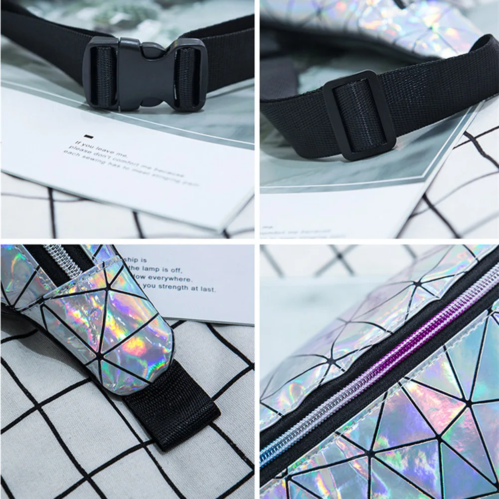 Women Men Unisex Waist Pack Zipper Bright Plaid Adjustable Belt Fashion Cool Travel Sports Chest Bag Casual Bag