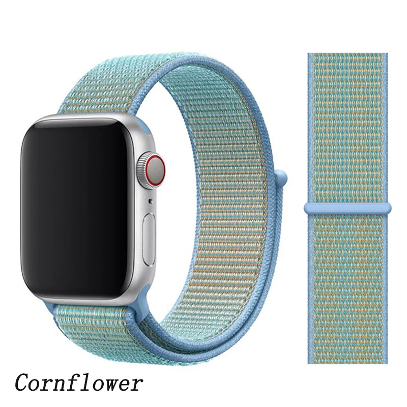 Спортивная петля ремешок apple watch band 42 мм 38 мм apple watch 4 3 band iwatch band 44 мм 40 мм correa pulseira 42 44 нейлоновый ремешок для часов - Цвет ремешка: Cornflower N3