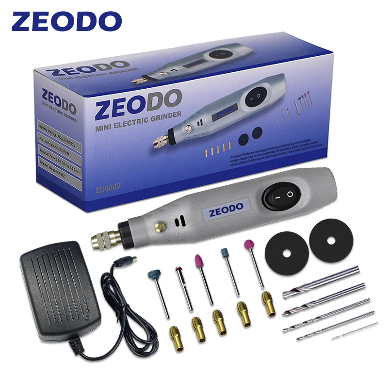 Zeodo ZD6000 Мини DIY электрический шлифовальный станок Дрель шлифовальный Набор Мощность роторные инструменты 2 Вт-15 Вт Резьба по дереву гравировка ручка DC 12 В AC100-240V
