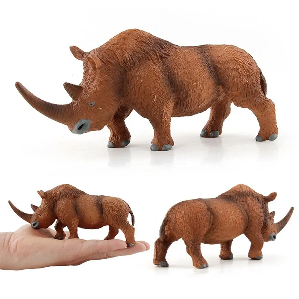 Модель животного, игрушка для животных, шерстяная, носорог, ПВХ, зоопарк, фигурка животного, милые модели животных, игрушки для действий, подарок для детей