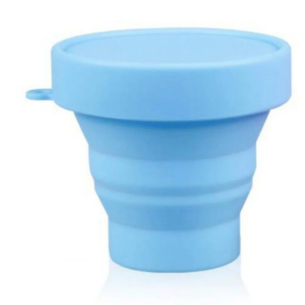 Новая портативная силиконовая Выдвижная складная чашка с крышкой, открытая телескопическая Складная Питьевая чашка для путешествий, кемпинга, чашка для воды