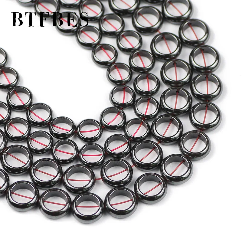Черные круглые гематитовые разделители BTFBES из натурального камня