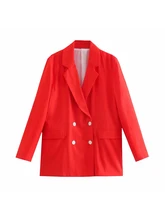 New za oversized double-breasted blazer Women 2021 loose vintage pockets coat lady high-waist wide-leg trousers woman pants