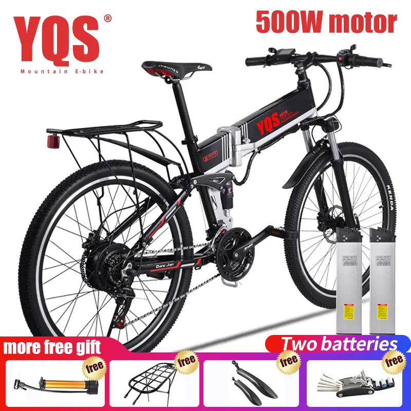 Discount YQS Electric Bike  500W 110KM 21Speed 40km/h battery ebike electric 26" Off road electric bicycle bicicleta 1