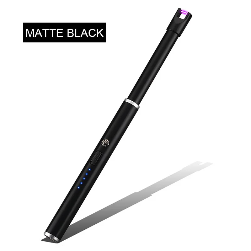 matte black DIDIHOU электрическая дуговая катушка зажигалка с индикатором питания USB перезаряжаемая Зажигалка Беспламенное ветрозащитное для дома и кухни - Цвет: matte black