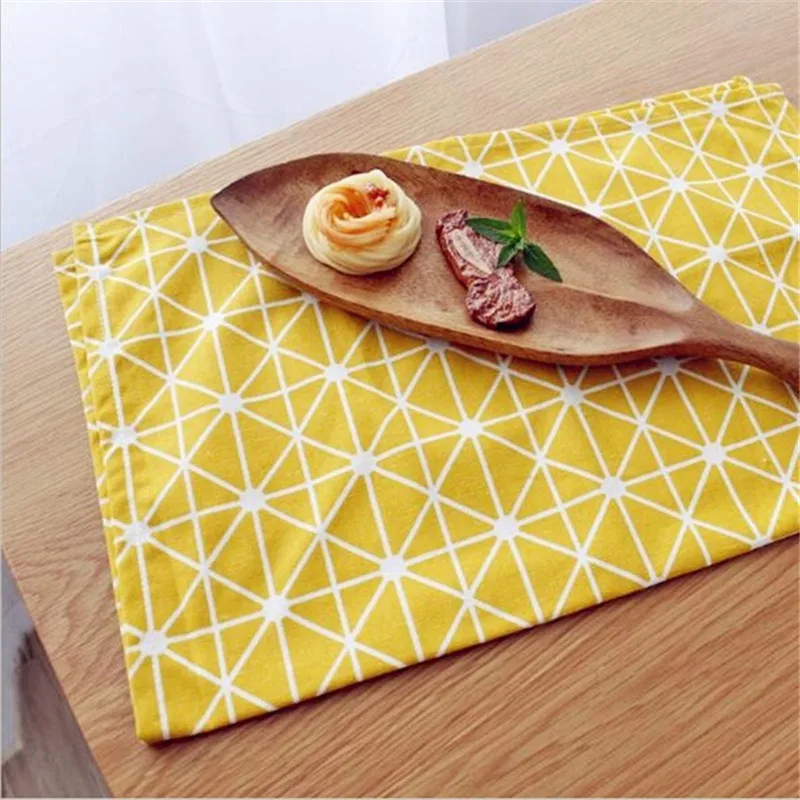 30x40cm Geometry Square Simple Classic Quality Table Napkin Towels Dining Table Mats Cotton Place Mats Plate Mat Coasters
