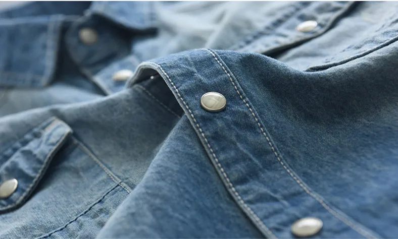 Spring Men Simple solid color Long sleeve Denim Shirts Male vintage Slim Cotton casual Cargo Jeans Shirt camiseta masculina