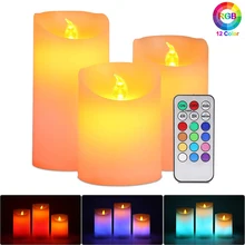 Flameless diodo emissor de luz da vela luz led chá com controle remoto rgb temporizador luz da noite para a festa em casa decoração do quarto de natal