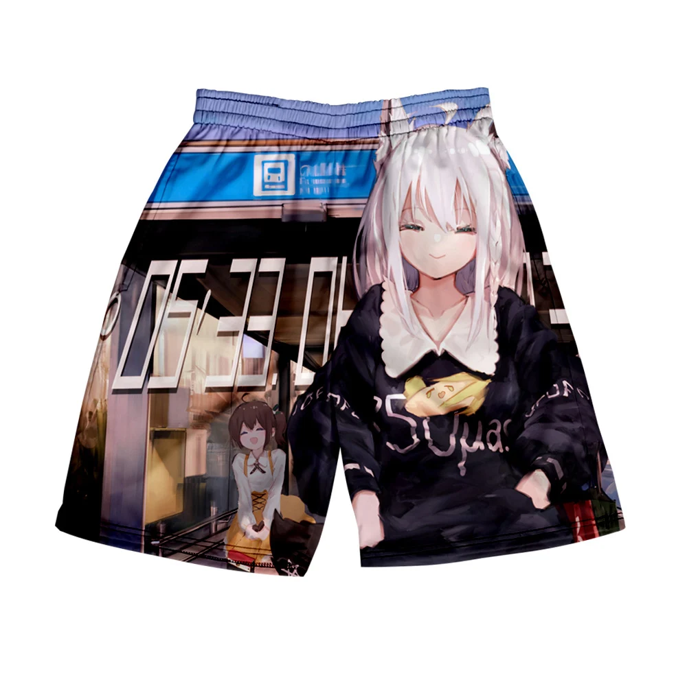 HOLOLIVE VTuber Kawaii Shirakami Fubuki 3D print Summer Men's Recreational style shorts Harajuku Leisure style Beach Shorts 3