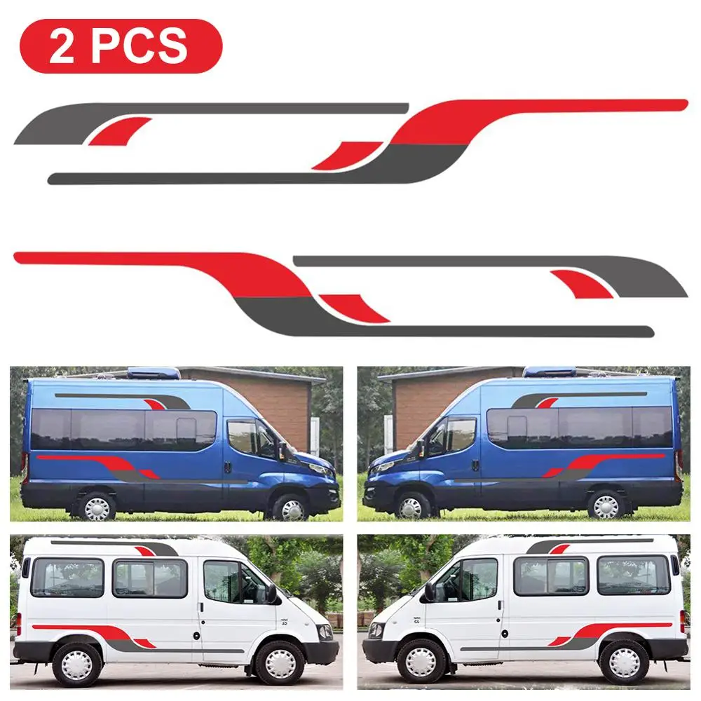 

Car Stripes Graphics Vinyl Graphics Decals Stickers Car Exterior Decor For Ford TRANSIT LWB Caravan Trailer Camper Van