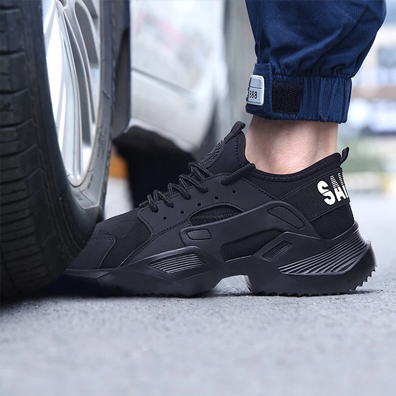 Men non-slip work safety shoes Work boots With steel toe cap Anti-smashing Safety shoes men shoes