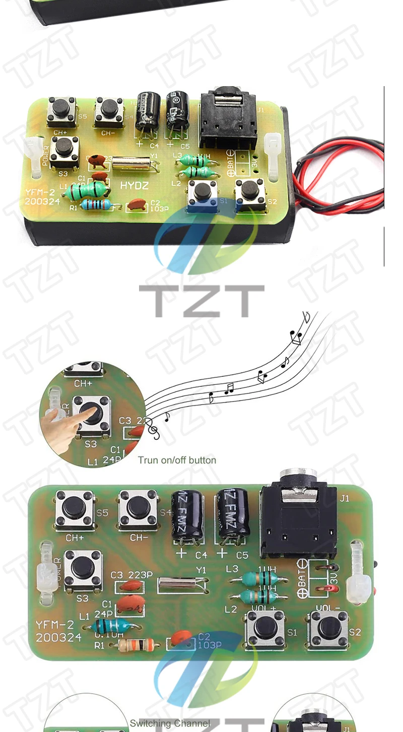 1/3 Stück 76-108MHz FM Stereo Radio DIY-Kit FM-Empfängermodul Frequenzmodulation Elektronik Lötprojekt – Detail 4
