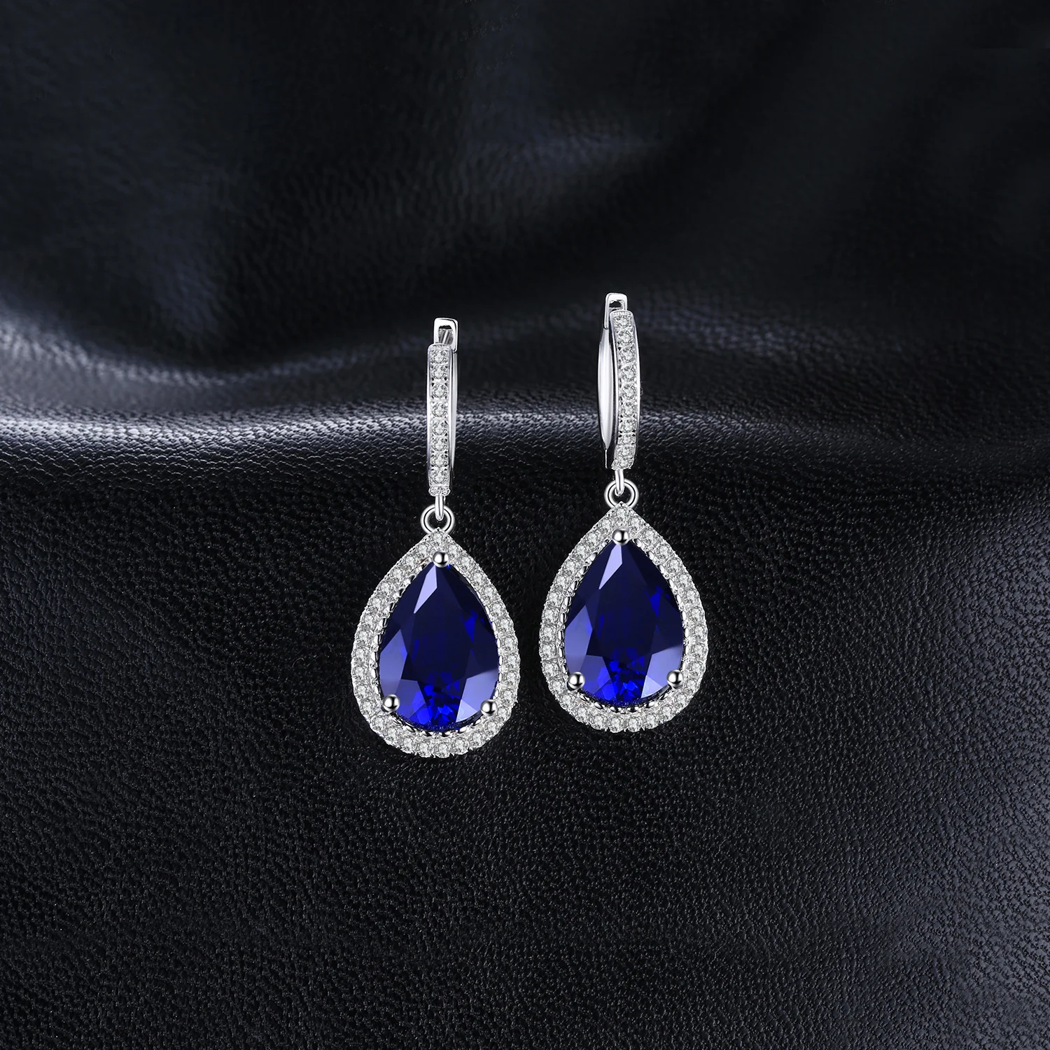 Jewelrypalace Роскошные Груша Cut 12.4ct синий создания Сапфир Длинные висячие серьги Твердые стерлингового серебра 925 Красивые ювелирные изделия для Для женщин