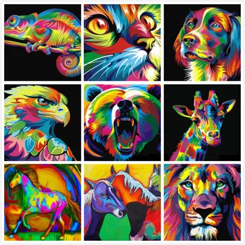 

2020 Paints By Numbers Animals 50x40cm Pictures Oil Painting By Numbers Set Gift Coloring By Numbers Canvas Wall Set