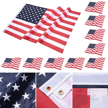 

YeStarry 3x5 FT American Flag Sewn Stars Stripes 210D Oxford UV Resistant Brass Grommets US (Pack of 10)