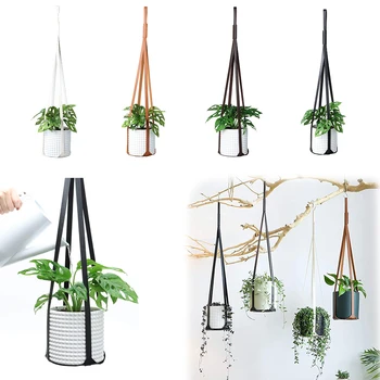 

Leather Sling Indoor Hanging Plant Flowerpot for Wall Decoration Nordic Minimalist Creative Courtyard Garden Flower Pot Holder S