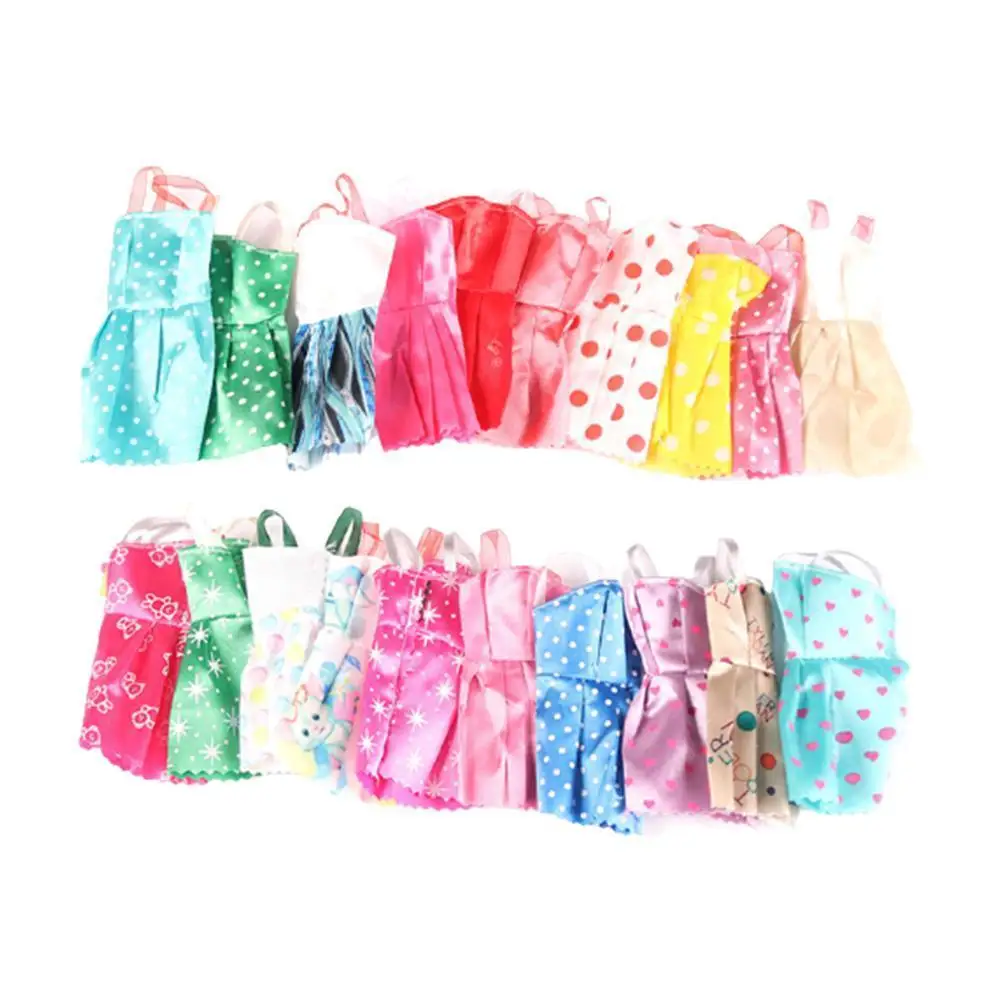 

1 Set Fashion Multicolor Outfit Wave Point Dress Shirt Denim Casual Wear Grid For Doll Clothes Daily Accessories Skirt Y4X6