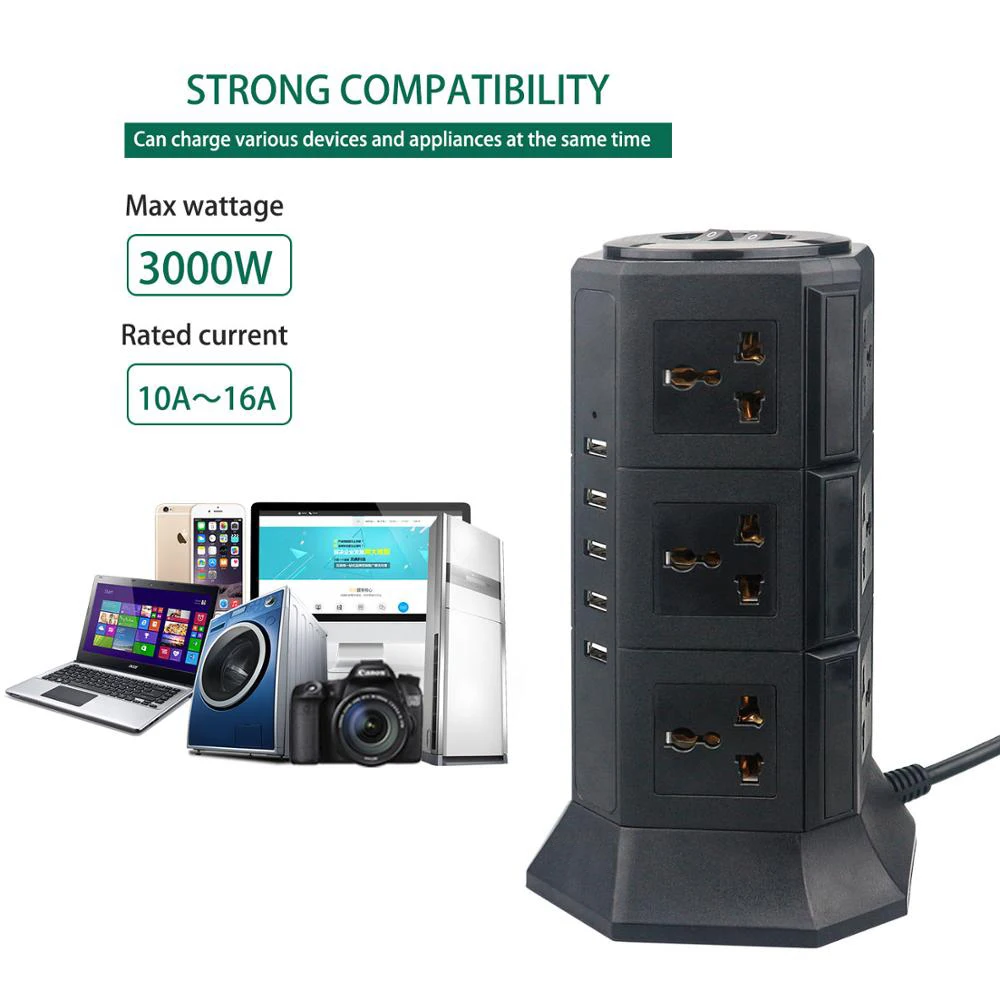 USB Мощность полосы вертикальный 8/12 EU/UK/US/AU разъем для подключения клеммной