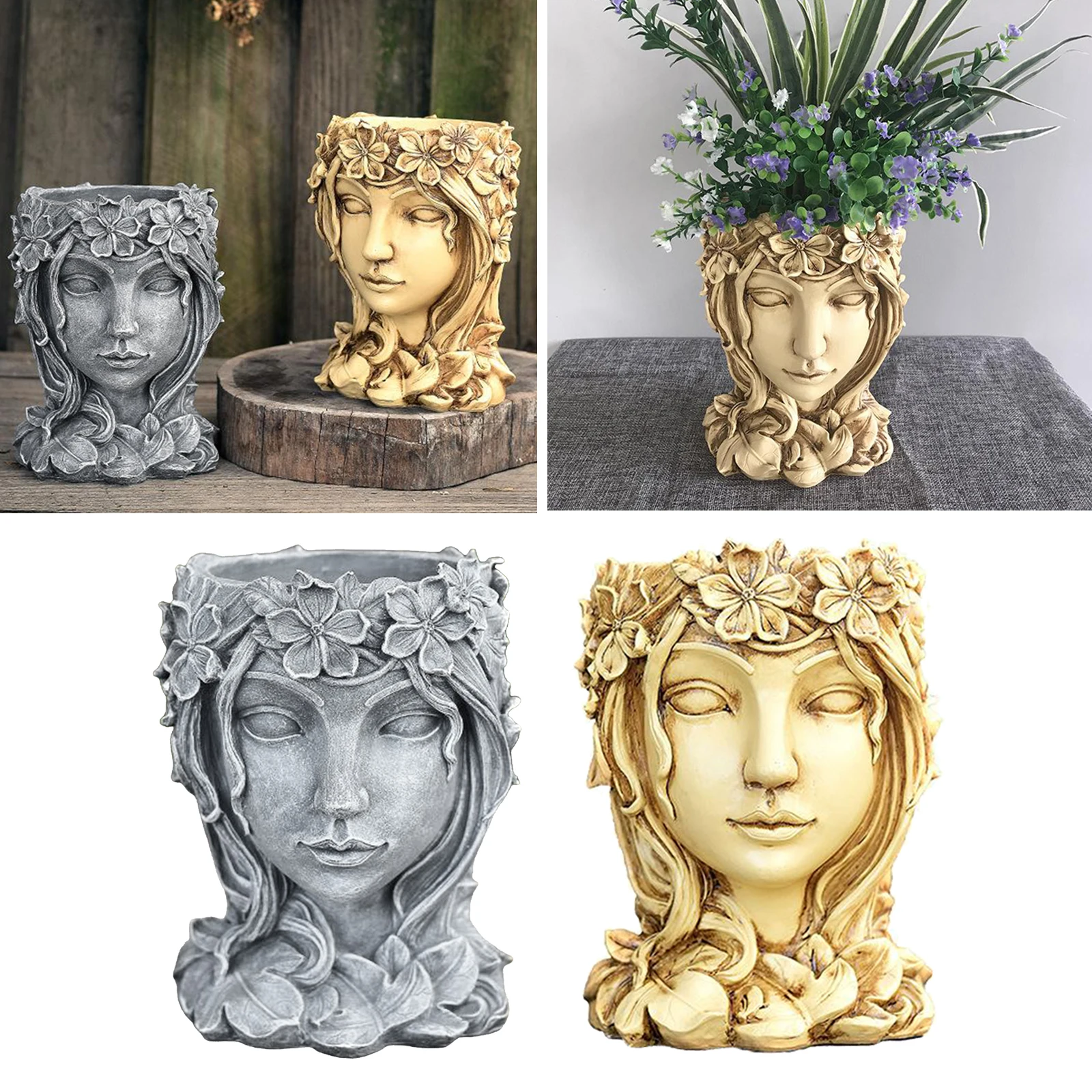 Resin Vase Art Portrait Flower Pot Vase Sculpture Human Face Family Flower Pot