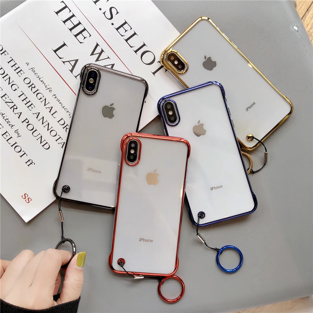 

Transparent Plating Ring Cases on For IPhone X XR XS MAX 6 6s 7 8 Plus Soft TPU Electroplate Back Cover Ultra Thin Shell Fundas