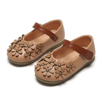 

New Flowers Children Toddler Baby Girls Beige Casual Leather Shoes For Little Girls Princess Dance Shoes 1 2 3 4 5 6 7 Years Old